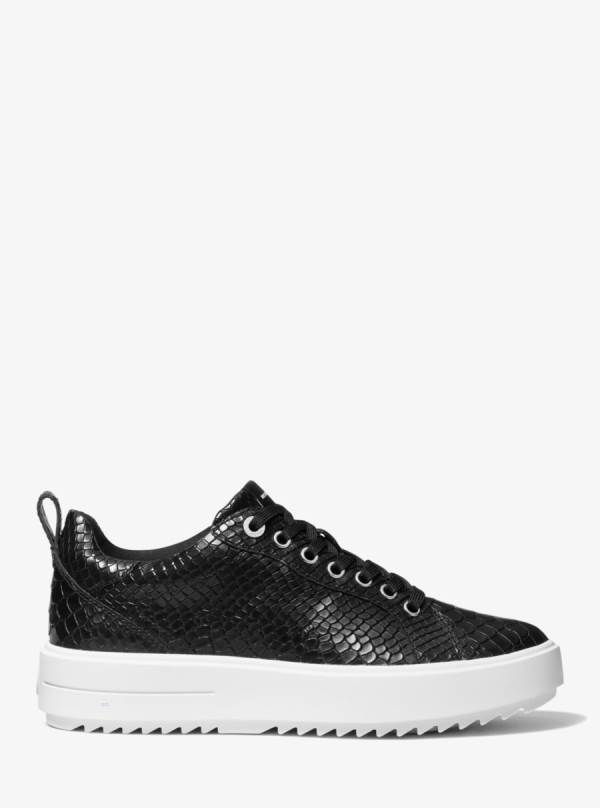 Damske Tenisky Michael Kors Emmett Snake Embossed Leather Čierne - Topanky Michael Kors Levně | UXLDN-0491
